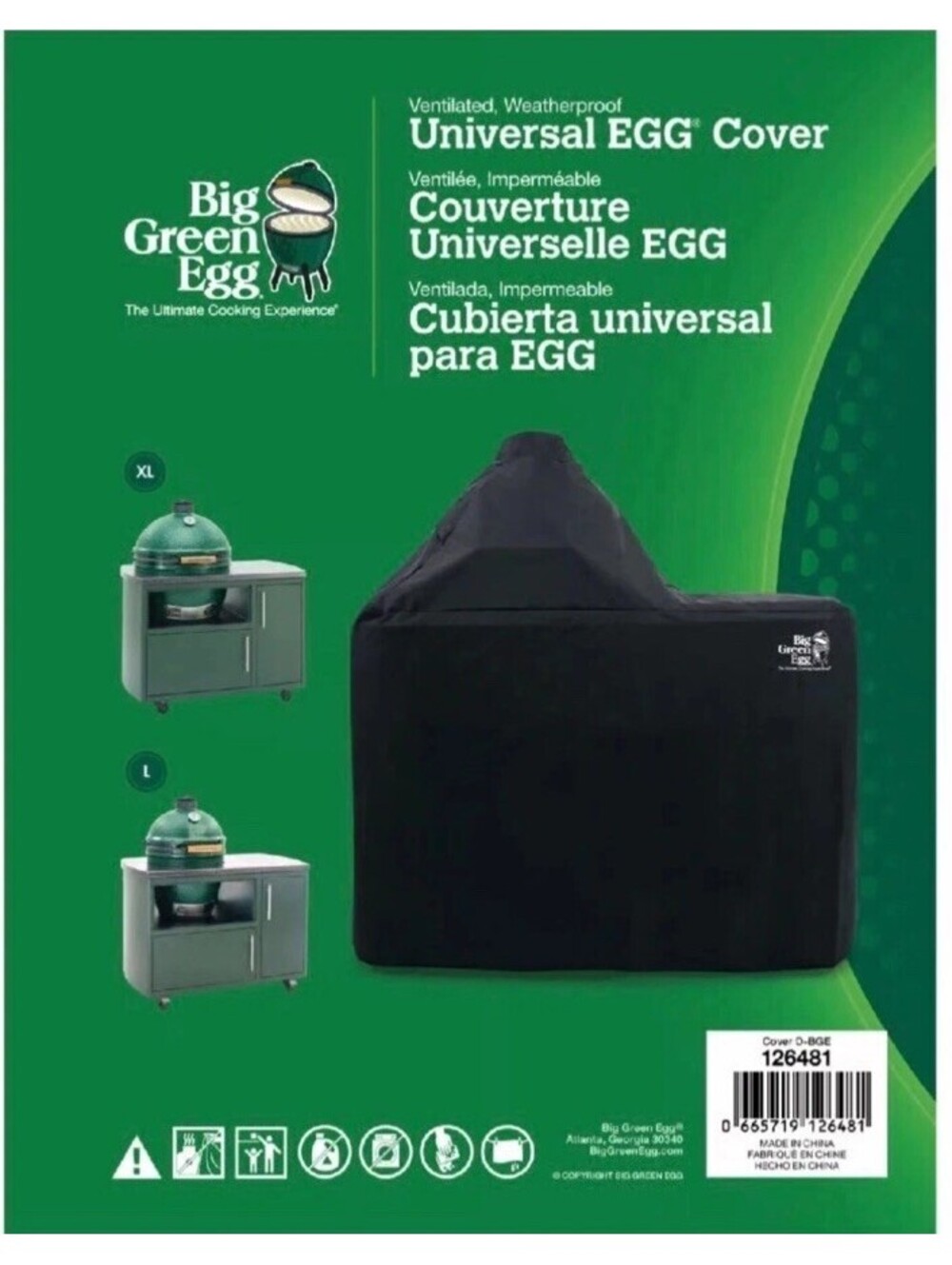 Big Green Egg Universal EGG Cover, Fits L & XL EGG Cookers, Cover D-BGE, 126481